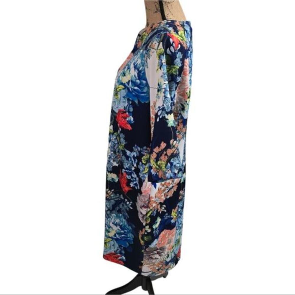 ROZ & ALI Floral Print Tunic Dress Half Sleeve Knee Length Colorful Plus Size 16 - Picture 4 of 8